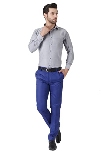 Image of MALENO Men's Slub Effect Solid Trouser | Classic Slim Fit Formal Trousers for Men | Slim Fit Trousers for Men