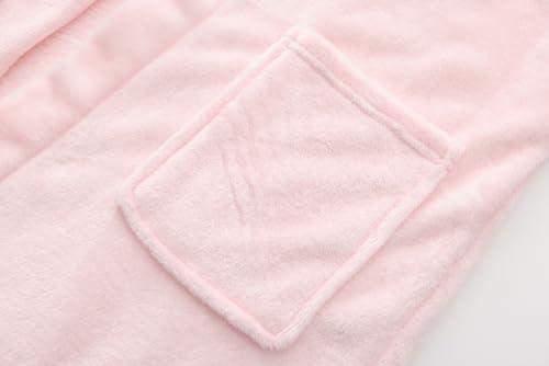 Image of Girls Fleece Robe Boys Hooded Bathrobe Soft Flannel Robe For Kids