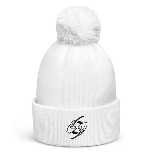 Bonnet blanc à pompon style urbain et streetwear unisexe en taille unique