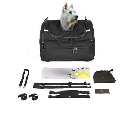 DEEMEED PETBAG, trasportino per cani da moto, impermeabile, portatile, trasportino con sistema di ventilazione tripla per cani o gatti, per sissy bar, portapacchi o sedile. Realizzato in tessuto