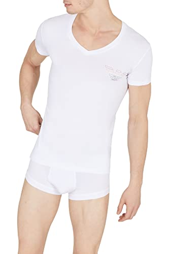 T-Shirt Emporio Armani col en V pour homme avec logo rainbow