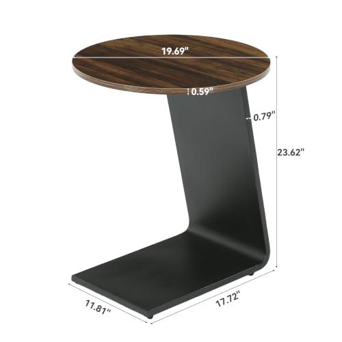 LITTLE TREE C Shaped End Table, 20" Small Round Side Table with Metal Frame by LITTLE TREE - Used condition - Image 2