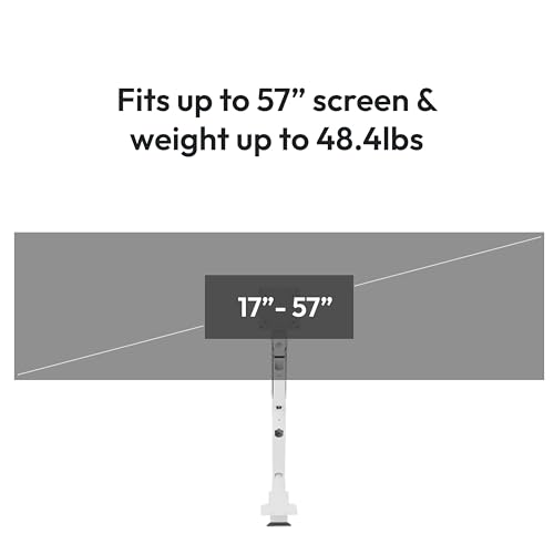 Image of Pixio PS2S Titan White Ultrawide Mega Heavy-Duty Premium Single Monitor Arm Stand fits up to 57 inch Monitors Holds up to 59.4lbs VESA Compatible Integrated Cable Management