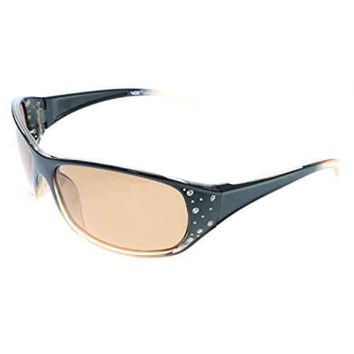 Vox Women's Sunglasses Designer Sport Fashion Rhinestones Eyewear Free Microfiber Pouch-Frame Brown