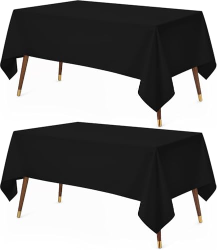 Utopia Kitchen Rectangle Tablecloth 152x213 cm - (Pack of 2) Black Table Cover Machine Washable Table Cloth Perfect for Parties Weddings and Festivals (60x84 inches)