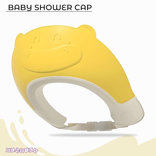 Image of Bembika Baby Shower Cap For Washing Hair, Eye Protection And Hair Wash Reusable, Waterproof, And Comfortable For Babies - (Bear Yellow)