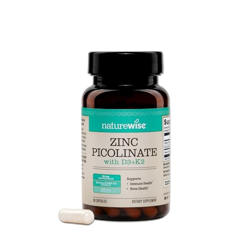 NatureWise Zinc Picolinate with D3 + K2 - Zinc Supplements for Men & Women + Vitamin D3 K2 - Supports Immune & Bone Health* - Non-GMO, Gluten Free, USA Manufactured - 30 Capsules[30 Day Supply] - image 1