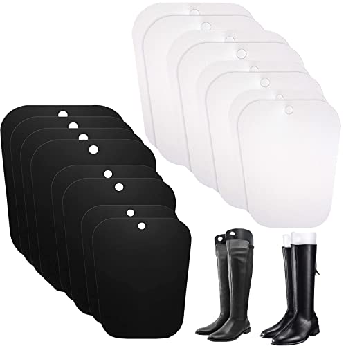 Binjor 16Pcs Hormas Soporte de Altas Botas 6/8/10/12 Pulgadas Tensores de botas Elástico recto Reutilizables el plastico Con agujeros Insertos moldeadores de Botas negro Blanco Cover