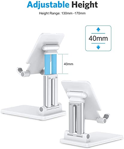 Image of Adjustable Tablet & Mobile Stand | Foldable Double Tube Desktop Holder for Phone & iPad | Multi-Angle Stand for Devices Up to 15.6 Inch (White)
