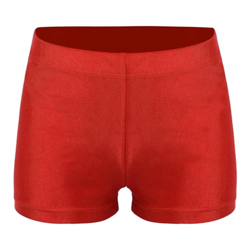 Nyeemya Pantalón Corto Deportivo Niñas Shorts Leggings Pantalones de Deporte Gimnasio Danza Fitness Running Short Rojo G 11-12 años