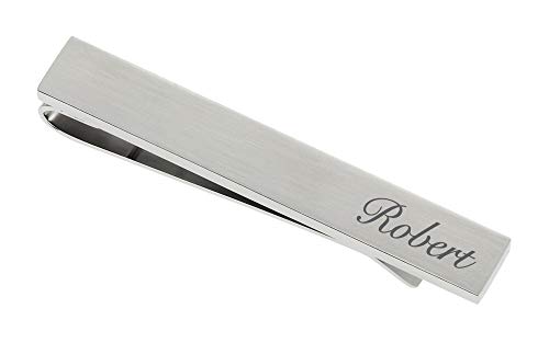 Personalized Silver Stainless Steel Brushed Tie Clip Bar Custom Engraved Free - Ships from USA2