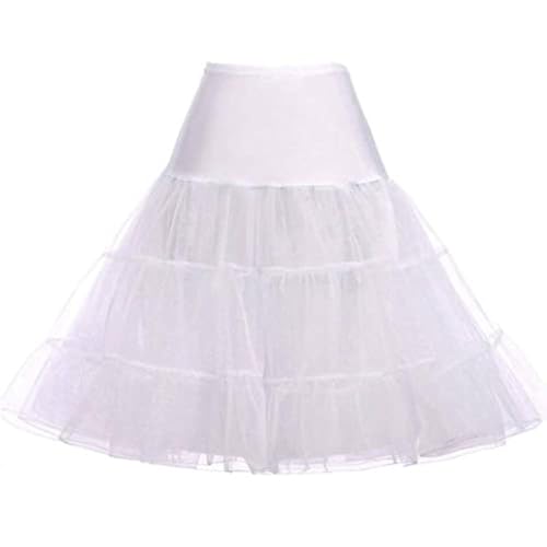 RULTA 50s Women Retro Petticoat Underskirt Vintage A-line Crinoline Half Slips Rockabilly Tutu Skirt (L-XL White)