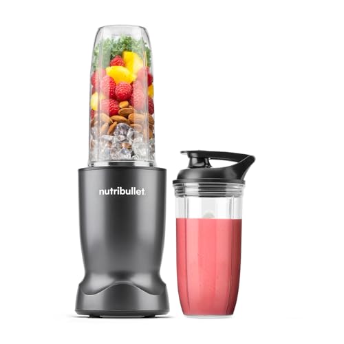 Nutribullet Turbo Blender en graphite - Puissant moteur de 1000 W et lame à extraction rapide - Mélange facilement des fruits congelés, des noix et de la glace - Avec tasse et couvercle de 700 ml et