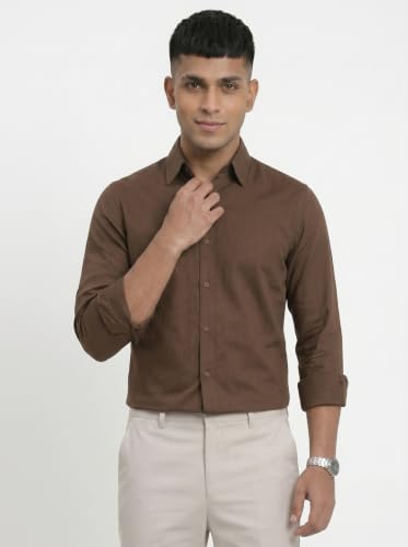 Image of DOXIC Men's Cotton Shirt with Spread Collar Neck Full Sleeves Classic Style Solid Pattern Regular Fit and Standard Length | Formal & Casual Wear Shirts