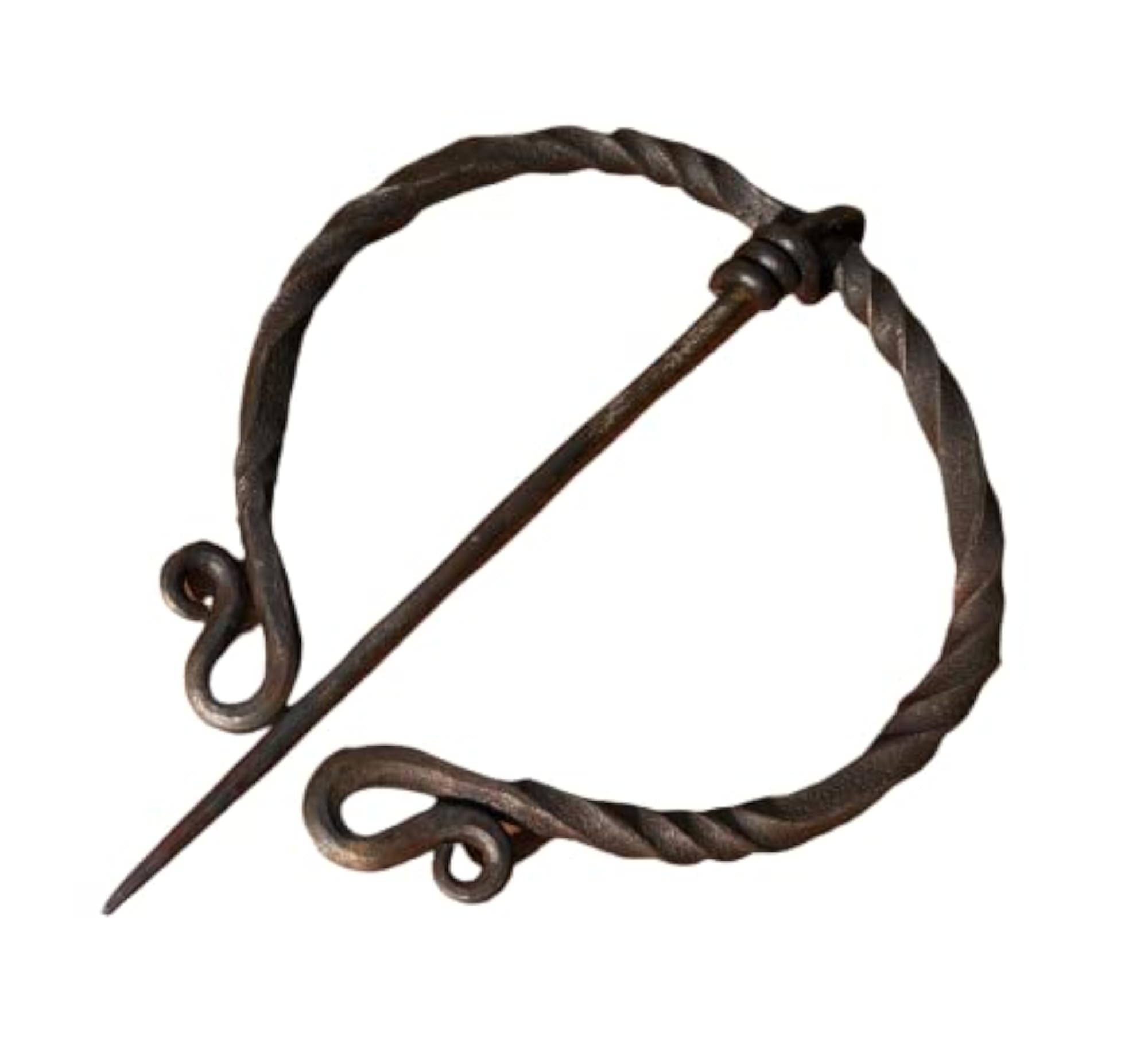 Large Twisted Penannular Brooch Cloak Pin, Elegant Design