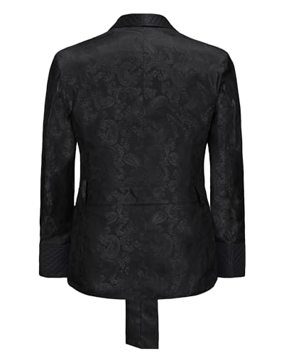 Men's Floral Smoking Jacket with Belt2