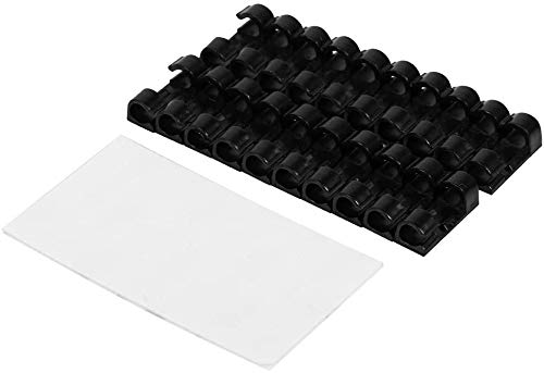 Wire Organizer Securing Cable Clamp Storage Clips Adhesive Buckle Data Line Fixed Fit Data Telephone Line Cables Sleeve (Black, Pack of 20)