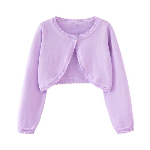 Image of Miipat Toddler Girls Cardigan Long Sleeve Bolero Shrug Kids Knit Sweater Cover Up Button Closure Cropped Tops