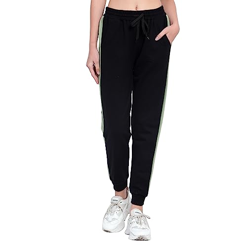 Image of BLUE STAR SHARK Women's Cotton Loopknit Track Pants | Comfortable Lounge Pants for Summer | Casual Pyjamas, Nightwear, Gym, Yoga, Sports, Running | Relaxed Fit Everyday Comfort