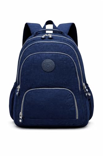 Mochila Grande 30L Nylon Impermeável Feminina Masculina Escolar Juvenil Notebook 15' — Mochila Preta Resistente com Múltiplos Bolsos, Leve, Casual e Reforçada para Escola e Viagens (Azul)