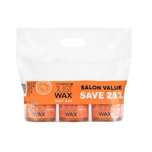 Salon System Just Wax Traditional High Performance Soft Wax for Sensitive Skin 450g 3 Pack