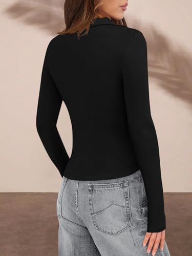 PRETTYGARDEN Womens Button Down Shirts V Neck Collared Ruched Slim Fit Long Sleeve Shirt Casual Fall Fashion Ladies Tops4