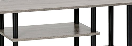 Furinno Turn-N-Tube No Tools 3D 3-Tier Entertainment Tv Stand Up To 50 Inch Tv, Round Tubes, French Oak Grey/Black #TOP5