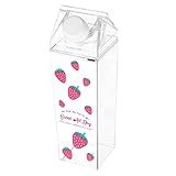Milk Carton Water Bottle, 17Oz/500Ml Portable Clear Bottle with Screw Top, Adorable Bottle Summer Re