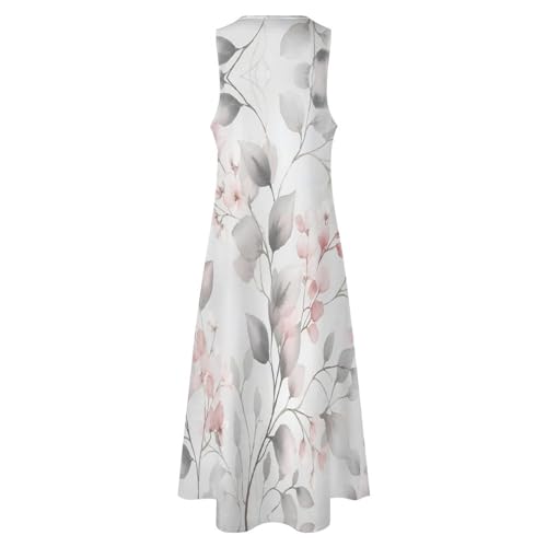 Sundress longue décontractée grande taille fluide col V gris