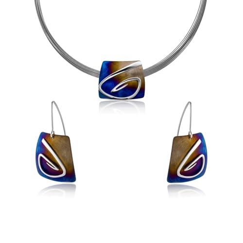 LillyMarie damas Plata de ley 925 Gradiente de color único debido a la aleación de titanio azul violeta Longitud-ajustable Papel de regalo Regalo mejor amigo