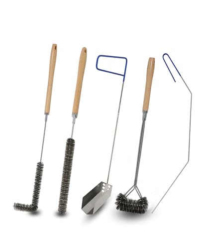 Image of Fryer Cleaning Tool 5 Piece Set, Deep Fryer Basket Brush, Long Handle L-Shaped & Straight Crevice Cleaning Brush, Cleanout Rod Kit and V-Shaped Strainer Scoop for Commercial Kitchen, Fryer