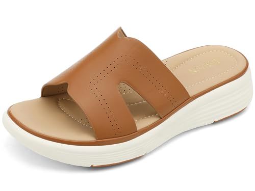 UBFEN Womens Platform Sandals Comfortable Walking Slide Soft Cushioning Footbed Casual Dressy Wedge Sandals