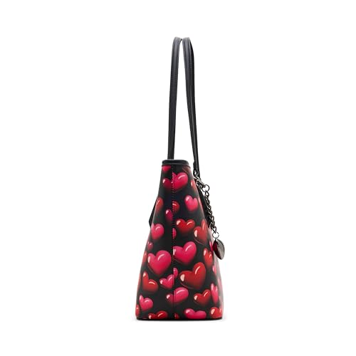 Bolso tote Betsey Johnson Bubble Hearts negro multicolor miniatura 5