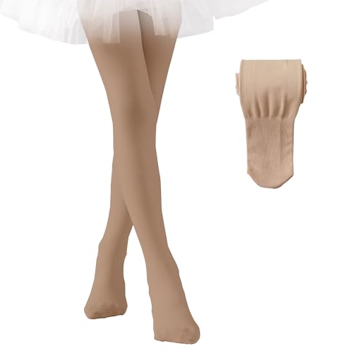 Image of EPEIUS Fleece Lined Tights for Girls Winter Warm Leggings Toddler Thick Thermal Dance Tights 900D Black Nude Ballet Pink
