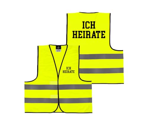 Personalisierte Warnweste mit Wunschtext - Für Sicherheit oder Partymeile - Individuell bedruckbar Farbe gelb, Größe XL/XXL