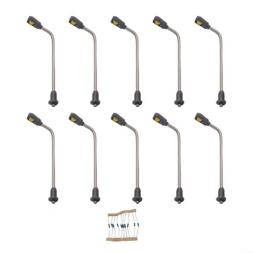 Model Train Z Gauge LED Street Lights 10pcs Platform Lamp Bonsai Decoration 3V DC/AC 1:200-1:220 Scale Metal