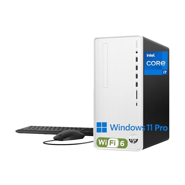 HP Pavilion Tower Desktop Computer, Intel 8-Core i7-10700F up to 4.8GHz, 32GB DDR4 RAM, 1TB PCIe SSD, GeForce GT 610 2GB, WiFi 6, Bluetooth, RJ-45, Type-C, KB & Mouse, White, Windows 11 Pro, Tichang