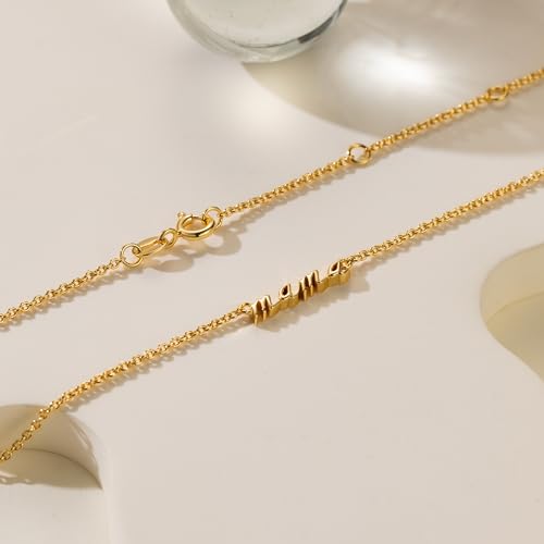 Gold Pendant Necklaces for Women 14K Gold Necklaces for Women Letter Necklace Simple Strong and Full of Love Charm Mama Pendant Necklace for Mom With Adjustable Length (16-18) Inches4