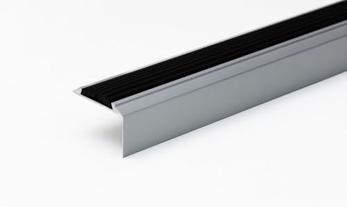 Aluminium Stair Nosing 40mm – Silver– Anti-Slip Insert, 1.2m Long (Silver)