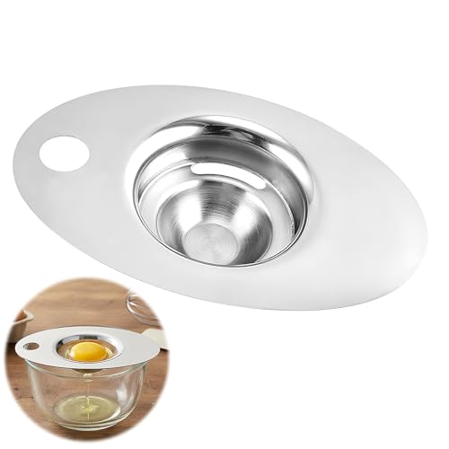 Eiertrenner Edelstahl Eigelbtrenner Eiweiß Eidotter Trenner Mit Griffen Egg Separator Stainless Steel Eidottertrenner Eiweißtrenner Backwerkzeug Für Trennen Von Eiweiß Und Eigelb (Oval)