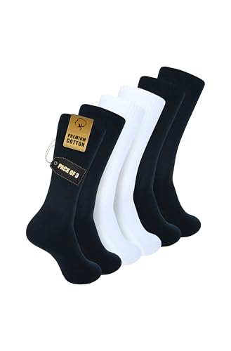 Zaccai Cotton Crew Socks for Men – 3 Pack Soft, Breathable, Comfortable Everyday Socks for Work & Home