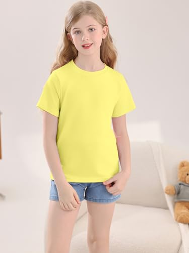 Image of Girls Summer Short Sleeve T Shirts Kids Basic Tees Crewneck Tops 5-14 Years