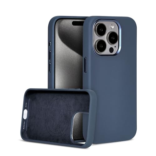 MOBUSA Premium Liquid Silicon Back Cover case for iPhone15pro |Soft Micro Fibre Lining Inside| Shockproof dust Free Back Cover | magsafe Silicon case for iPhone 15pro|Military Grade Protection | Blue