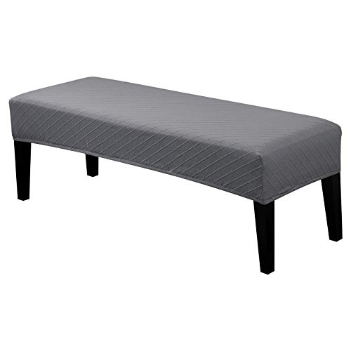 Image of SearchI Dining Bench Cover, Stretch Washable Long Bench Seat Covers, Rectangle Dining Table Bench Slipover for Dining Room, Living Room, Kitchen(Dark Gray)
