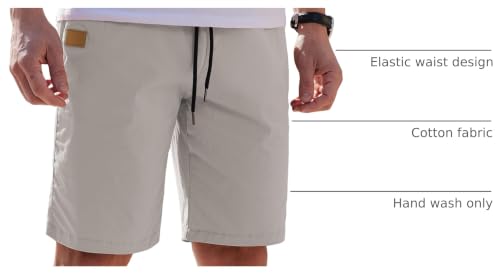 Image of COOFANDY Mens Casual Shorts Cotton Elastic Waist Drawstring Shorts Lightweight Summer Beach Shorts