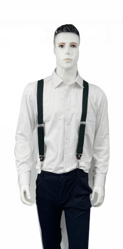 Image of Mens Suspenders with 3 Swivel Hooks Belt Loops 1.4 Inch Wide Heavy Duty Adjustable Braces