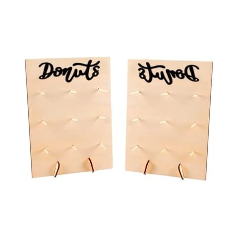 DODXIAOBEUL 2 Pcs Wood Donut Wall Display Stand Reusable Rustic Doughnut Board Holder Donut Party Supplies for Wedding Birthday Family Party festival Table Decor Cover