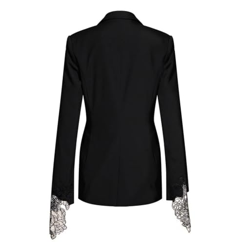 Blazer en dentelle avec broderies patchwork col cranté veste mi-longue