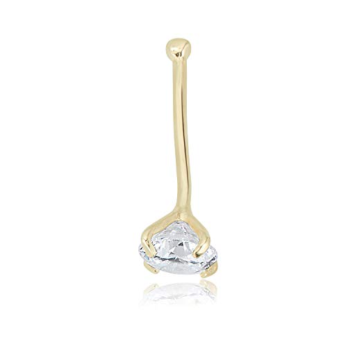 Image of AVORA 14K Gold Simulated Diamond CZ Nose Ring Stud - 1.5mm,2mm and 3mm (20 Gauge)