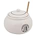 Creative Co-Op DA6817 Honey Pot With Wood Dipper and Lid, White Stoneware